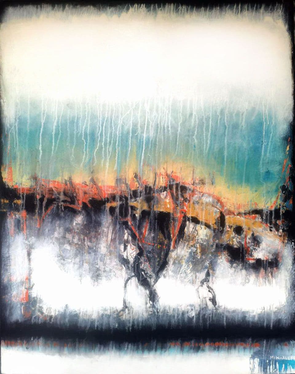 Ivory and graphite abstract landscape